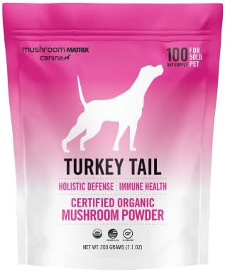 Om Mushroom Matrix Turkey Tail Mushroom Pet Supplement Powder, Provides Immunity Support & Holistic Defense for Dogs & Cats, 200 Grams, 7.1 oz