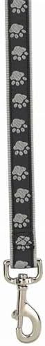 Casual Canine TwoTone Pawprint Dog Lead, 6-Foot x 1-Inch, Black