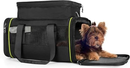 Black Expandable Pet Carrier for Cats/Dogs - Airline Approved, 2-Side & Height Extendable Design - Soft Sided Travel Bag(Black)