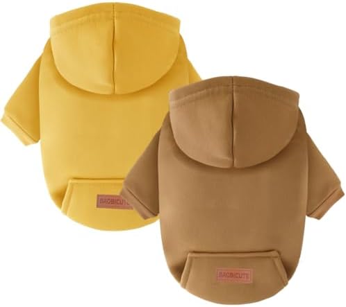 2 Pack Dog Hoodie Warm Hood Dog Sweater Cold Weather Small Dogs Sweatshirt Comfort Pet Clothes for Small Medium Dogs with Pockets Cats Chihuahua Clothes for Male Female Girl Boy Sporty Daily Wear