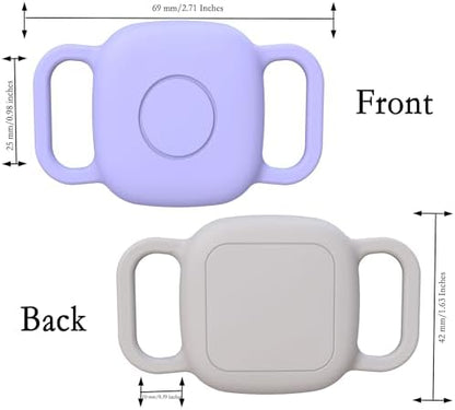 Waterproof Dog Collar Holder for Tile Mate 2024/2022 Tracker, 2 Pack Soft Silicone Case for cat pet Necklace, Anti-Scratch & Lightweight Protective Cover Accessories for Tile Tracker (Purple/Gray)