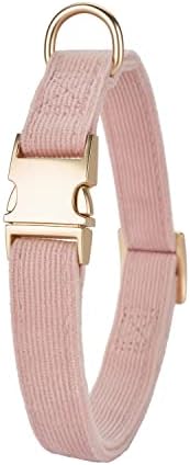 Soft Corduroy Fibric Dog Collar with High Grade Metal Buckle, for Medium Dogs(Light Pink,Medium:12-19")