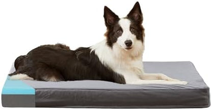 Orthopedic Memory Foam Bed for Large Dogs, Waterproof Cooling Pet Mats for Crate with Removable Washable Cover,Ideal for Arthritic Dogs (Large plus-36"x 27" x 3", Short Plush)