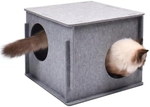 Stacking felt cat nest Cat Tunnel Bed, Cozy Hide and Seek Cat Den, All Season Useful Litter Box, Fun for Cats or Dogs, The Peekaboo Foldable Felt Cat Cave and Cube for Small Medium Large Cats