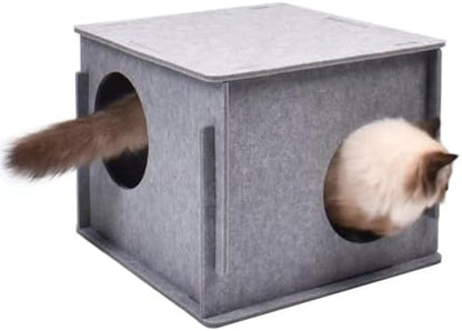 Stacking felt cat nest Cat Tunnel Bed, Cozy Hide and Seek Cat Den, All Season Useful Litter Box, Fun for Cats or Dogs, The Peekaboo Foldable Felt Cat Cave and Cube for Small Medium Large Cats