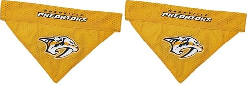 Pets First NHL Nashville Predators Dog & Cat Bandana, Large/X-Large. Officially Licensed, Reversible, Mesh & Polycotton, Yellow, 2 Count, Medium Size, Sports Fan, Birthday, Halloween