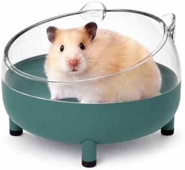 Meow&Woof Hamster Sand Bath Container, Large Sandbox Toilet Gerbil Batheoom, Tiny Chinchilla Dust Bathtub Sand Bath Box for Hamster Cage Accessories 5.2 Inch-Dark Green