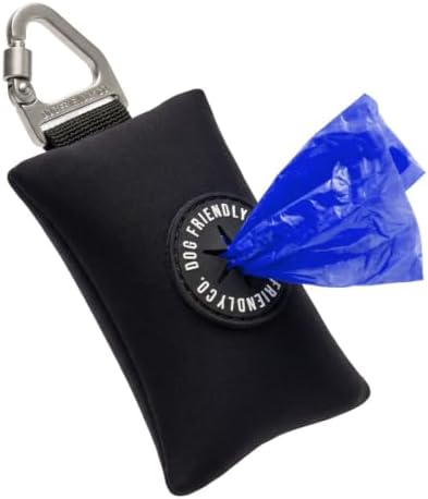 Dog Friendly Co. Poop Bag Holder for Leash, Doggie Waste Bag (Black)