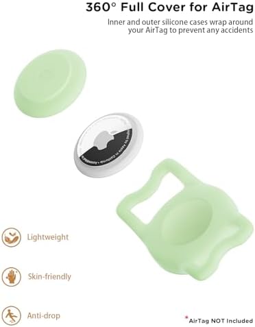 IP68 Waterproof Dog AirTag Holder for Dog Collar, Soft, Stretchy Silicone