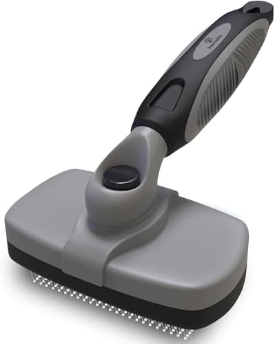 Deshedding Dog Brush for Shedding – Self Clean Cat Brush Deshedding & Grooming Tool for Long Haired and Short Haired Dogs, Slicker Brushes for Dogs, Skin-Friendly, Retractable Bristles, Easy to Clean