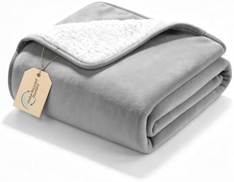 gogobunny Waterproof Bed Blanket, Reversible Sherpa Fleece Throw Blanket for Dog Puppy Cat, Furniture Cover Protects Bed Couch Sofa from Liquid Pee and Pet Fur (Grey, 25x35 inches)