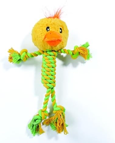 M-PETS Terra ECO Dog Toy – Squeaky Plush Dog Toy Made from Recycled Plastic Bottles, Soft & Durable Eco-Friendly Dog Toy (Milo, Green & Yellow)