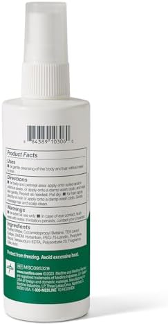 Medline Remedy Essentials Spray Cleanser (4 fl oz Spray), 1 Count, Scented, Full Body Cleanser & Shampoo, Sulfate Free, Gentle Body Wash, For Men & Women, Incontinence Cleaning, Bedside Cleansing