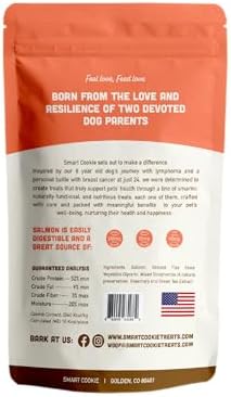 Smart Cookie Salmon Jerky Dog Treats - DHA & Omega Strips for Dogs & Puppies with Allergies, Sensitive Stomachs with Wild Caught Alaskan Salmon- Dehydrated, Grain Free, Made in USA - 3oz Bag Pack of 1