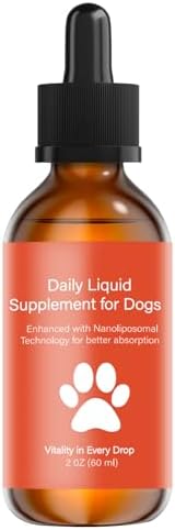 Dog Longevity Supplement NAD+ & NMN, Liposomal NAD Nicotinamide Riboside Resveratrol, Joint Health, Vitality & Healthy Aging, Easy to Give Every Day - Better Absorption, 60ML