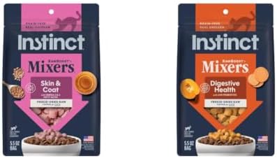Instinct Freeze Dried Mixers, Cat Food Toppers, Skin & Coat + Digestive Health Bundle, 5.5 oz