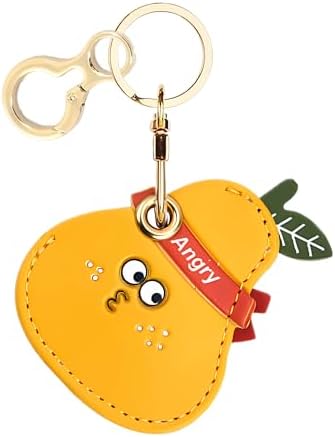 BORKUANA PU Leather Keychain Holder Protective Case Compatible with AirTag
