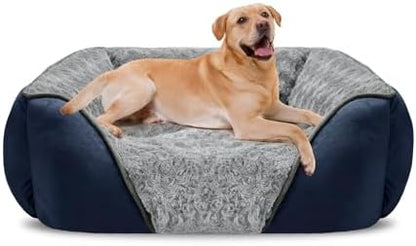 INVENHO XX-Large Dog Bed Rectangle Washable Orthopedic Soft Calming Sleeping Durable Pet Cuddler with Anti-Slip Bottom