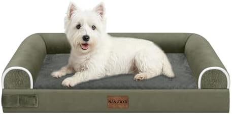 NANUYA Orthopedic Dog Bed for Medium Dogs, 28 x 19 Inch, Dark Green