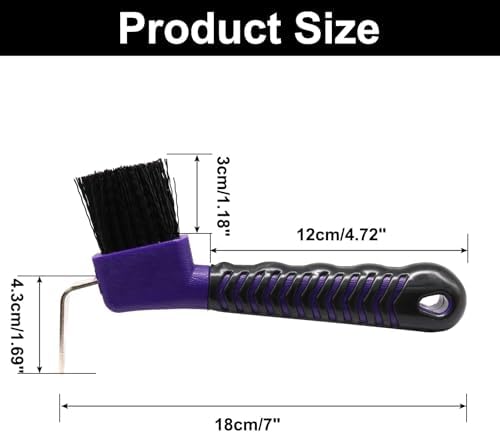 Hoof Pick Brushes, Soft Touch Rubber Handle Portable Hoofpick, Stiff Hoof Pick for Horse Care, Groomers (Purple)