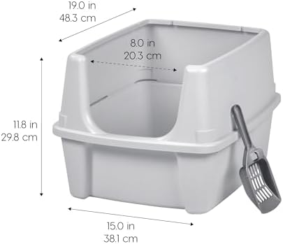 IRIS USA Large High Sided Cat Litter Box, Scatter Shield