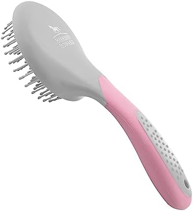 Harrison Howard Horse Mane and Tail Brush - Professional Equestrian Detangler Non-Slip Brush - Pink