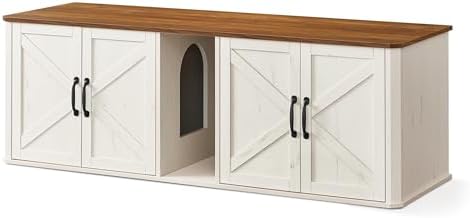 Feandrea Double Cat Litter Box Enclosure,Furniture Hidden for 2 Cats