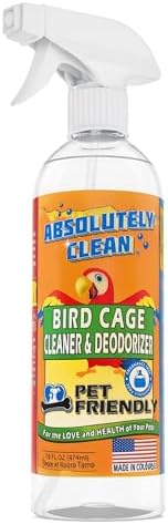 Absolutely Clean Amazing Bird Cage Cleaner and Deodorizer - Just Spray/Wipe - Safely & Easily Removes Bird Messes Quickly and Easily - Made in The US - Fragrance Free (16oz Pack of 1)