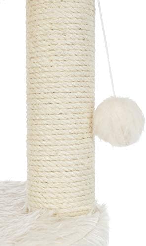 TRIXIE Baza Grande Cat Scratching Post 23,6 Inch - with Durable Sisal Rope and with Fluffy Hammock, Dangling Cat Toy & Cuddly Cat Cave - in Cream