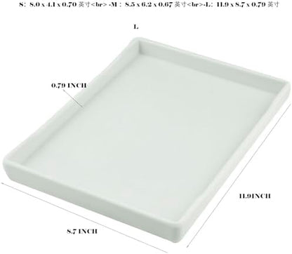 OMEM Reptile Bowl Large Food and Water Dish Enough Space Also Fit for Bath Simulated Wood Grain Surface (M, White)