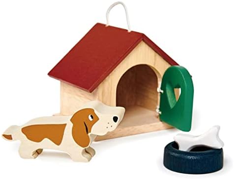 Tender Leaf Toys - Pets Sets for Doll House Accessories - Great Add-on Pet Play Set to Any Dollhouse - Encourage Creative and Imaginative Fun Play for Children 3+ (Pet Dog Set)