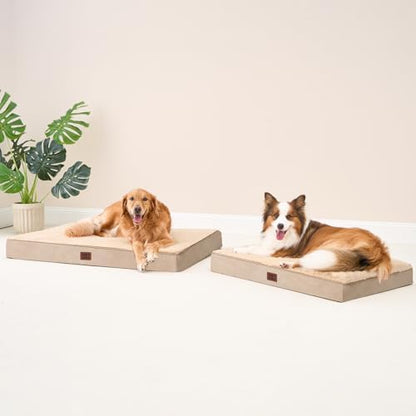 EHEYCIGA Orthopedic Dog Bed Large with Removable Washable Cover, 44IN Khaki