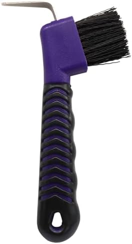 Hoof Pick Brushes, Soft Touch Rubber Handle Portable Hoofpick, Stiff Hoof Pick for Horse Care, Groomers (Purple)