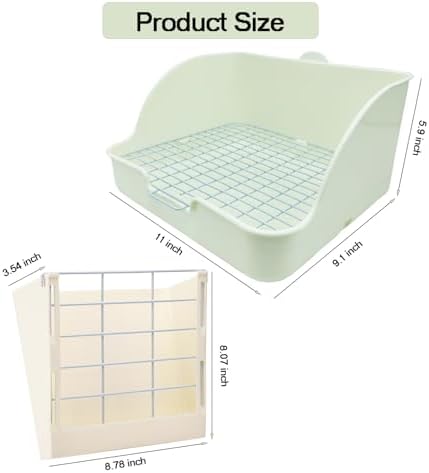 Rabbit Litter Box for Cage Guinea Pig Hay Rack Feeder Rabbits Corner Litter Pan Potty Trainer Pet Toilet Square with Cleaning Set for Hamster, Guinea Pig, Ferret, Bird (White)