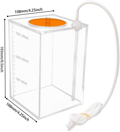 Aquarium Choice Acryli Made Liquid Storage Bucket Dosing Pump Reservoir Container (4.25 * 4.25 * 6.5 Inch;1500ml/1.5L（Orange Version)