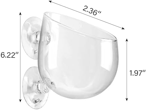 WHJY Clear Glass Aquarium Suction Cups, Round Plant Holder, Fish Tank Plant Pots - Set of 2, Transparent