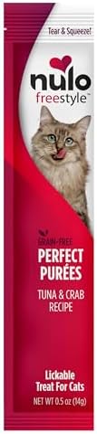 Nulo Freestyle Lickable Cat Treats - Perfect Purées Tuna & Crab, Squeezable Grain-Free Wet Cat Food Topper, High Moisture for Hydration, 48 x 0.5oz