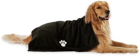 Bone Dry Pet Grooming Towel Collection Absorbent Microfiber X-Large, 41x23.5", Embroidered Black