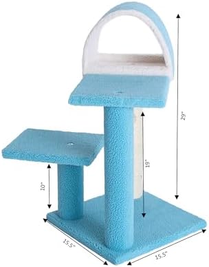 Armarkat Sky Blue 29" Cat Tree, Real Wood Tunnel For Squeeze, Snoozing And Hiding, B2903