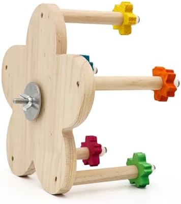 Bird Rotating Perch Toy, Wooden Ferris Wheel Parrot Toy