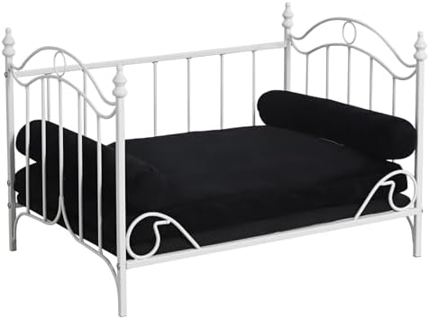 Pet Sofa Bed, Cat Bed,Dog Bed,Cat Couch,Pet Couch,Metal Frame and Detached Velvet Cushion，Cool Dog Couch for Small Cats &Dogs&Puppy Summer Using (White)