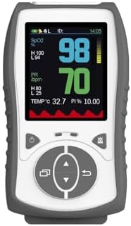 Vet Handheld Monitor with 2.8" LCD, Pet Vital Signs Monitor for SpO2 / Heart Rate/TEMP, Rechargeable Battery - Veterinary Use for Dogs, Cats, Horses etc. (Grey, Bundle with Pouch)