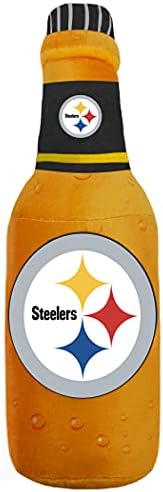 Pets First NFL Pittsburgh Steelers Beer Bottle Plush Dog & CAT Squeak Toy - Cutest Stadium SODA Bottle Snack Plush Toy for Dogs & Cats with Inner Squeaker & Beautiful Football Team Name/Logo