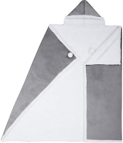 Premium Wearable Hooded Blanket for Adult Women and Men 71"x51" - Super Soft, Lightweight, Microplush, Cozy and Functional Throw Blanket (Silver)