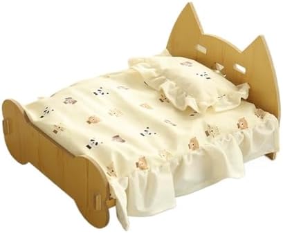 Wooden Pet Bed All Season Detachable Solid Wood Litter Suitable for Cats and Dogs Sturdy(4,Small)