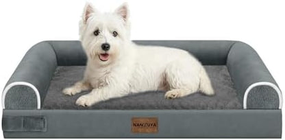 NANUYA Orthopedic Dog Bed for Medium Dogs, 28 x 19 Inch, Dark Grey