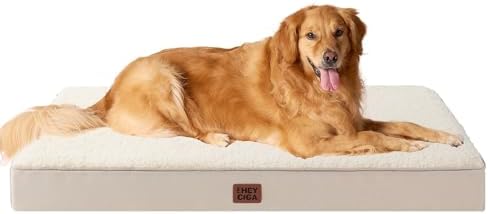 EHEYCIGA Orthopedic Dog Bed Large with Removable Washable Cover, 44IN Camel