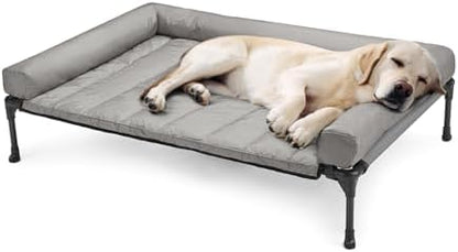 Veehoo Outdoor Elevated Dog Bed with Waterproof Bolster Cushion, Cooling