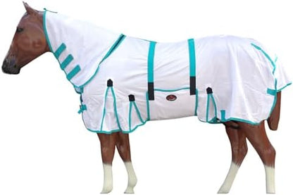 HILASON Horse Fly Sheet 78 in White Turquoise UV Mesh