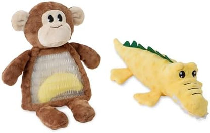 Amazon Basics Monkey and Alligator Interactive Dog Squeak Plush Toys for Puppies, Small and Medium Dogs, 2-Pack